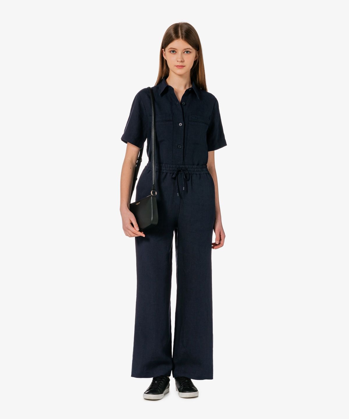 라코스테(LACOSTE) 여성 린넨 밴딩 와이드 팬츠 HF611E-56G HDE