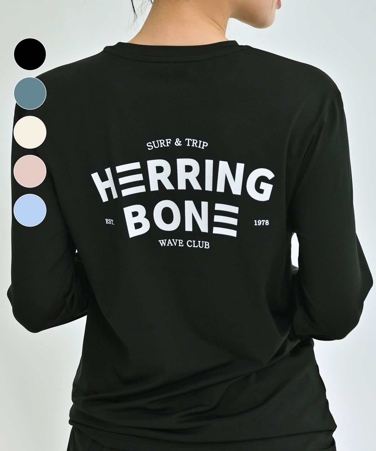 헤링본(HERRINGBONE) 여자 루즈핏 래쉬가드 빅로고 롱슬리브 (7color) / RJ408W