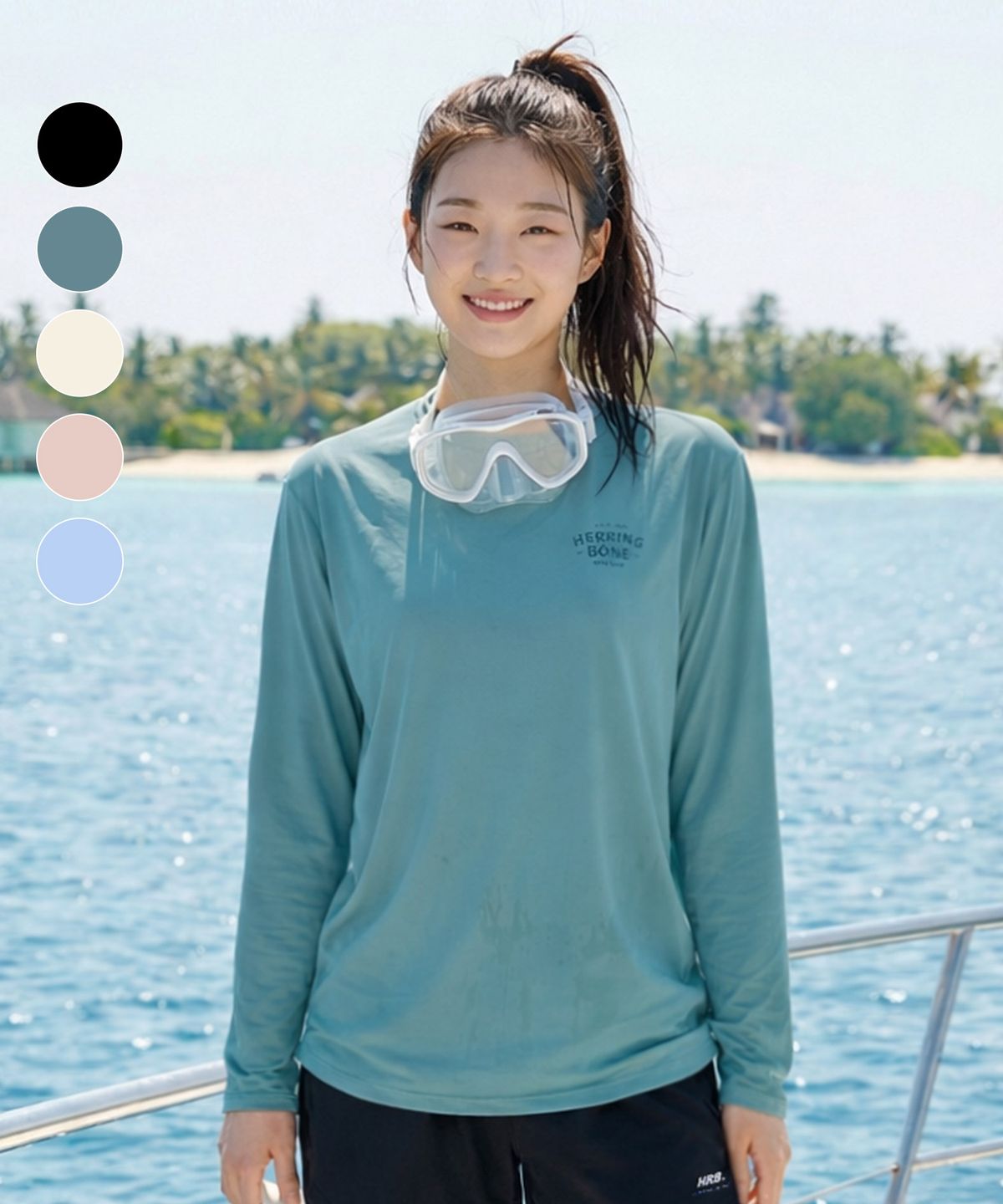 헤링본(HERRINGBONE) 여자 루즈핏 래쉬가드 빅로고 롱슬리브 (7color) / RJ408W