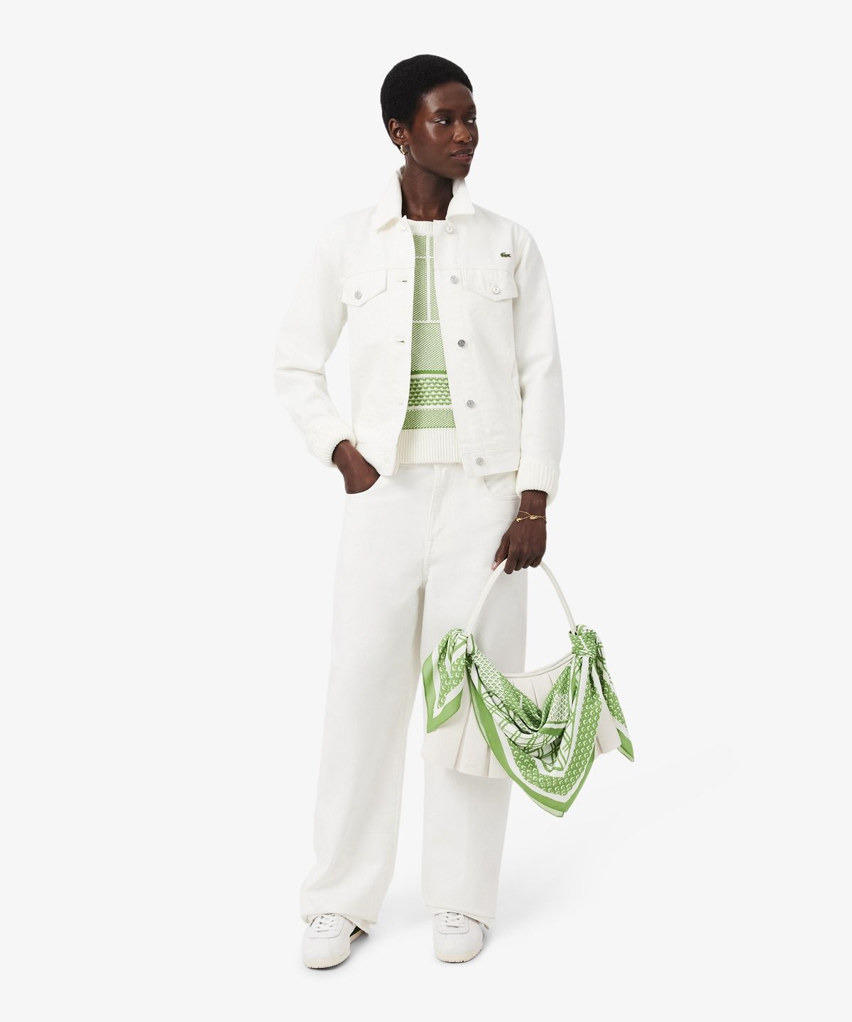 라코스테(LACOSTE) 여성 테니스 코트 프린트 스카프 RE1507-56G 4SI
