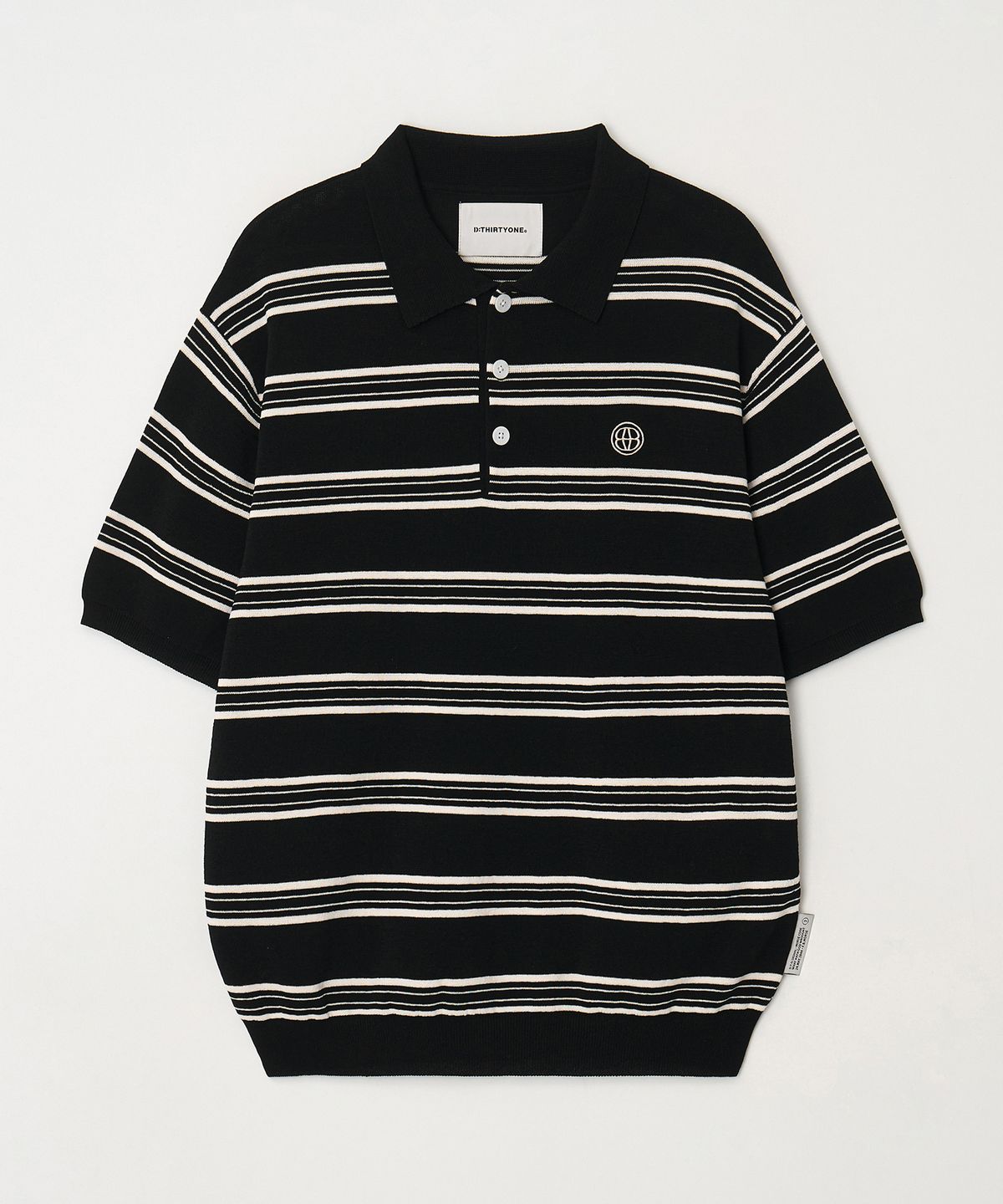 디써티원(DTHIRTYONE) Color Striped Short Sleeve Knit Polo (BLACK)
