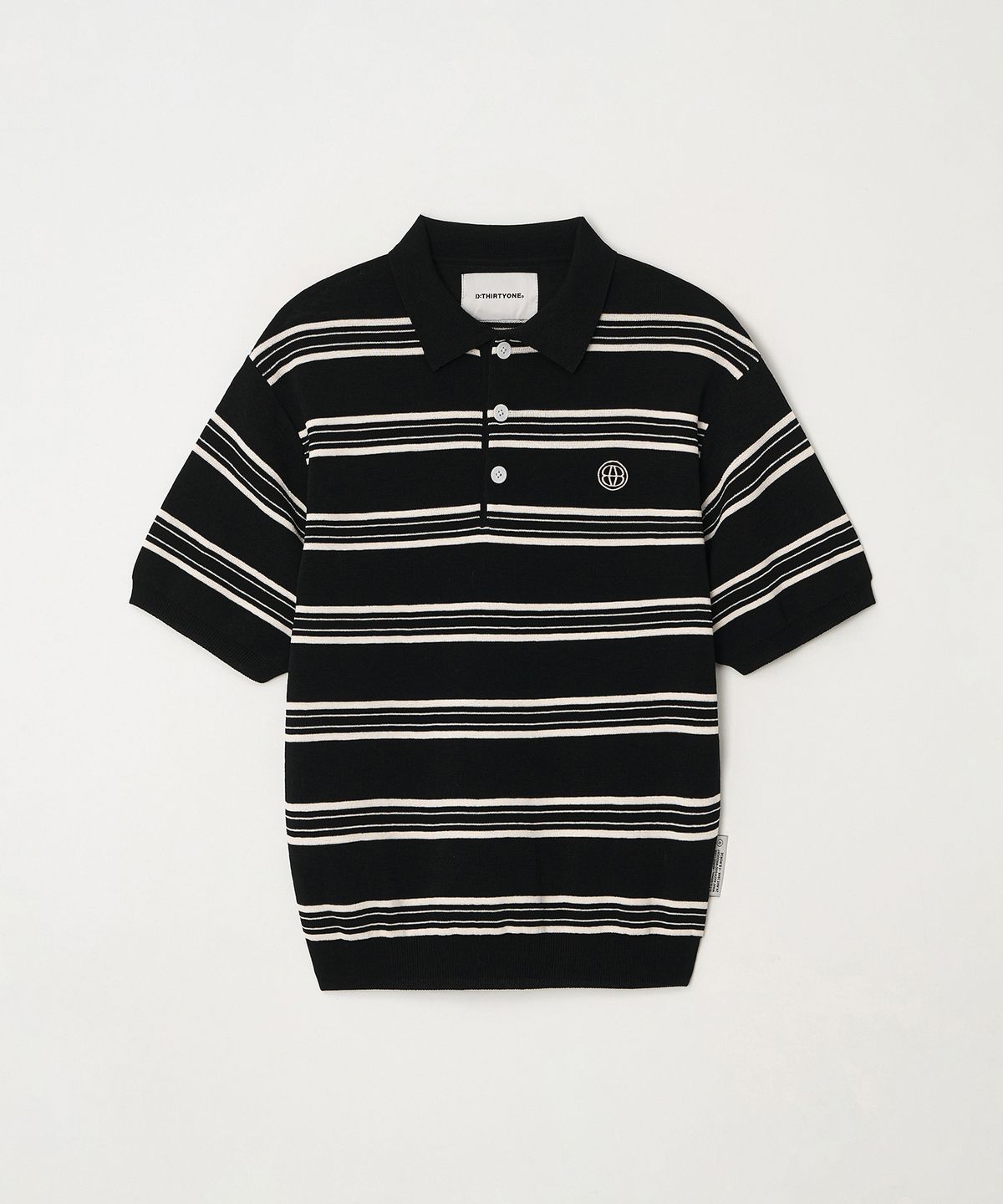 디써티원(DTHIRTYONE) Color Striped Short Sleeve Knit Polo (BLACK)