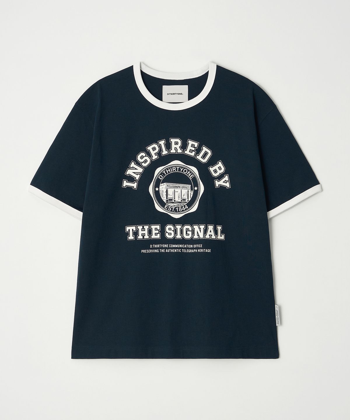 디써티원(DTHIRTYONE) Embroidered Lettering Short Sleeve T-Shirt (NAVY)