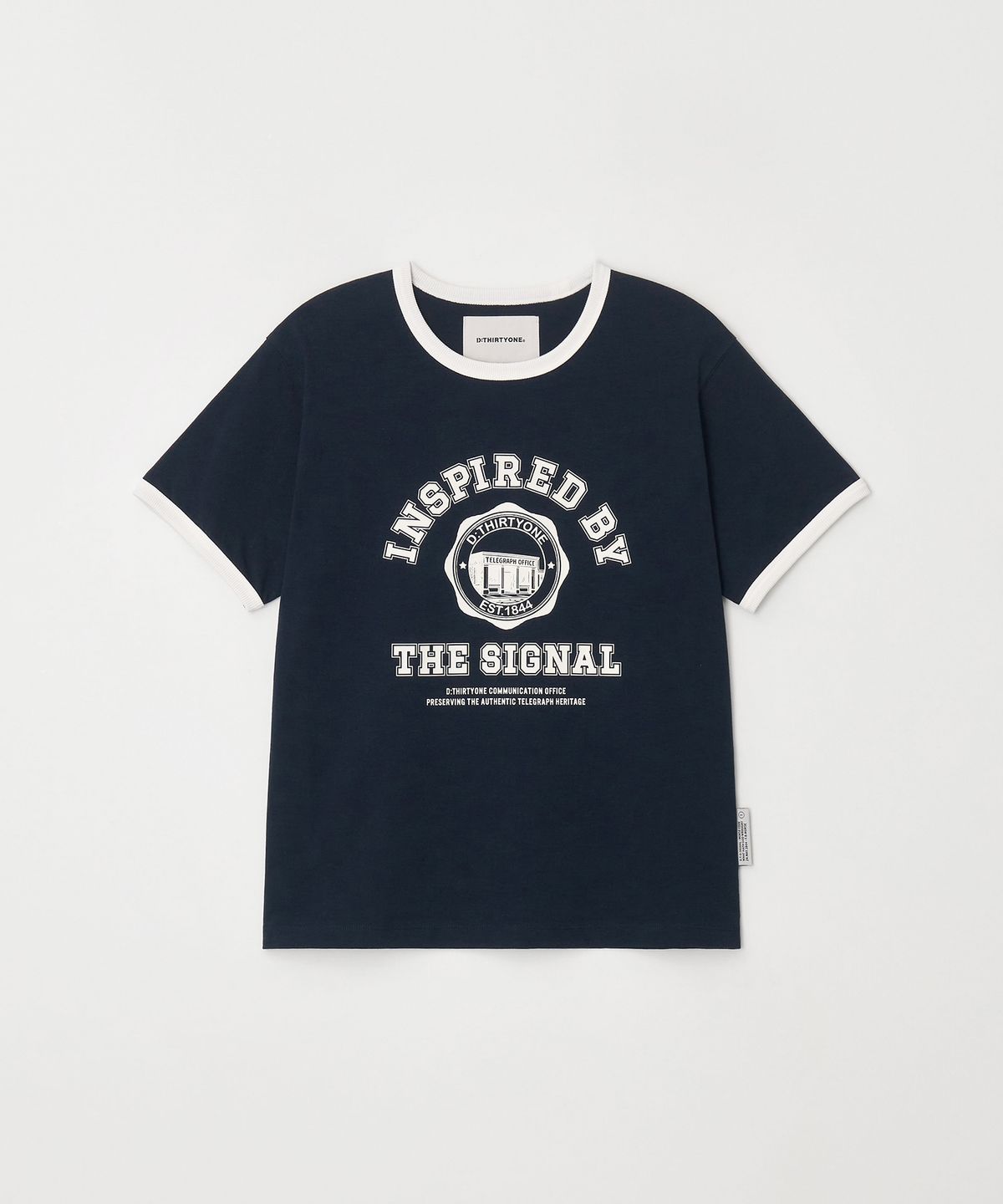 디써티원(DTHIRTYONE) Embroidered Lettering Short Sleeve T-Shirt (NAVY)