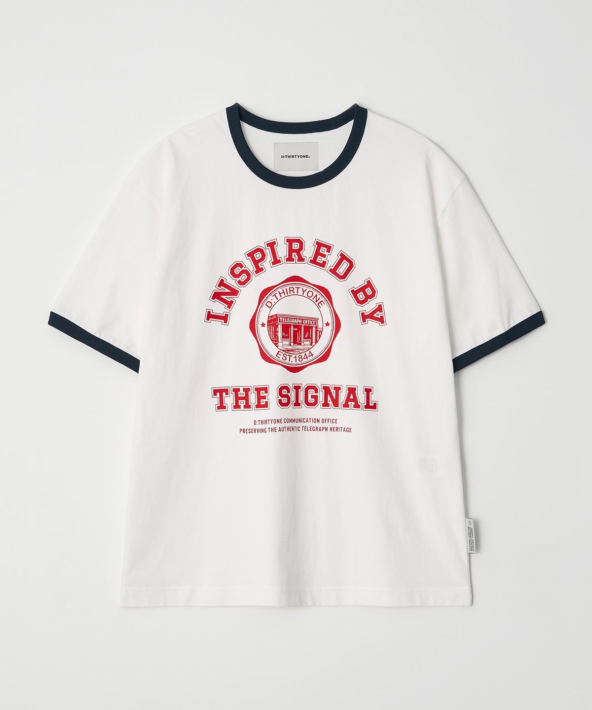 디써티원(DTHIRTYONE) Embroidered Lettering Short Sleeve T-Shirt (WHITE)