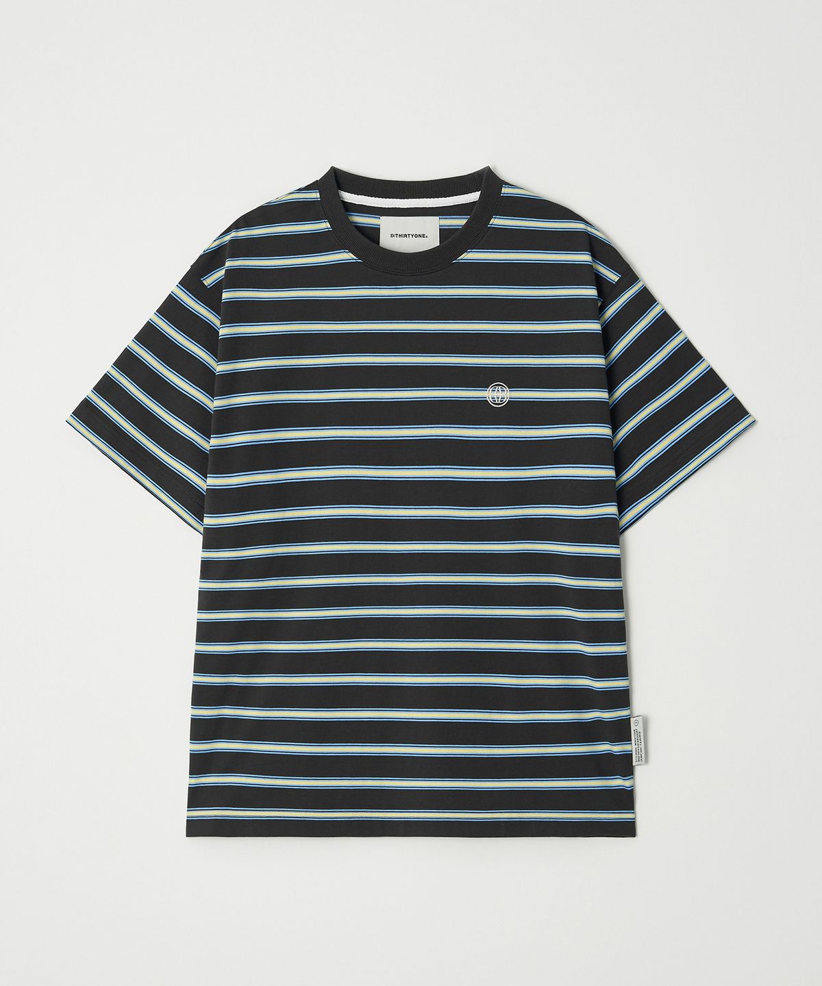 디써티원(DTHIRTYONE) Multi Stripe Short Sleeve T-Shirt (CHARCOAL)