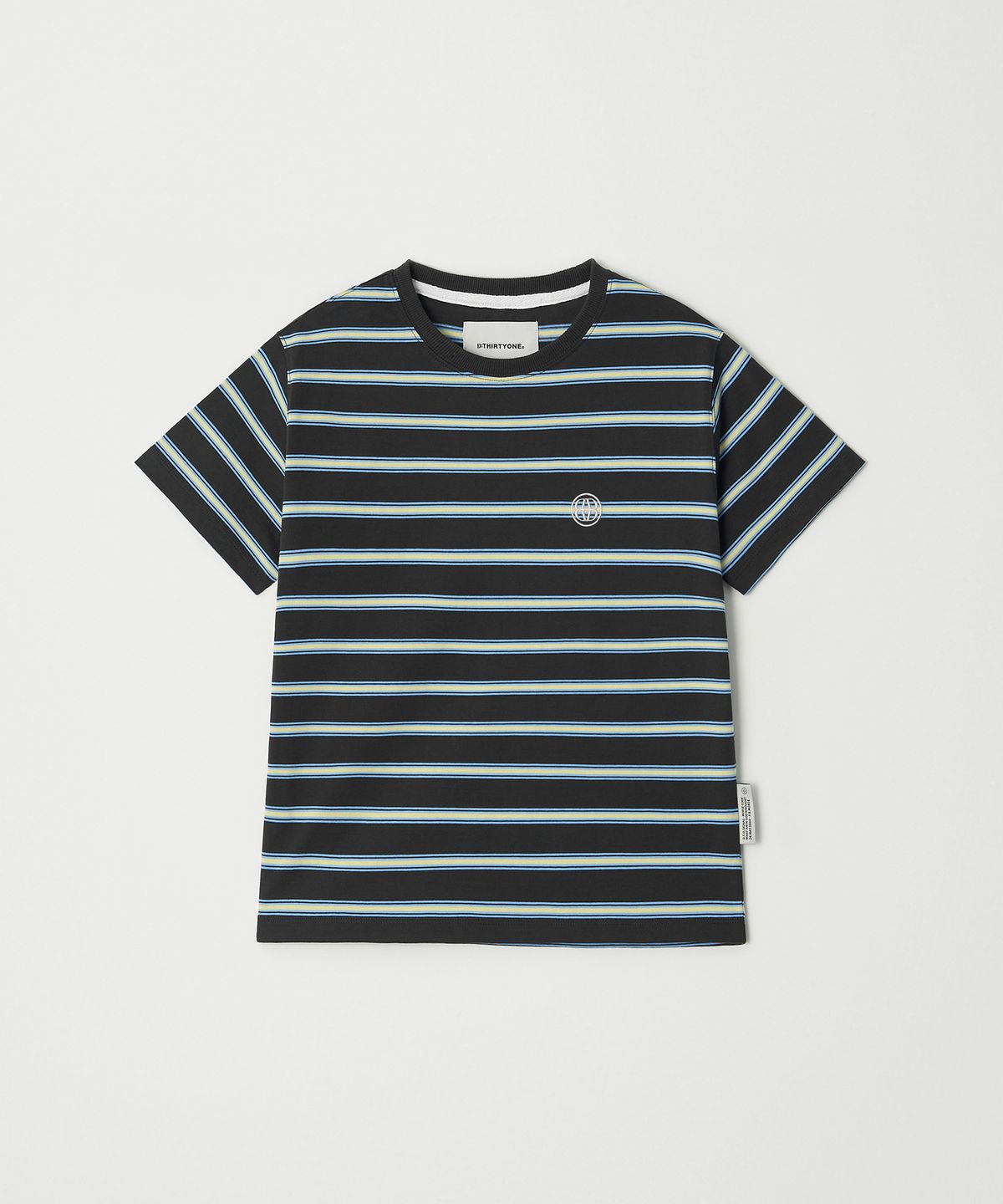 디써티원(DTHIRTYONE) Multi Stripe Short Sleeve T-Shirt (CHARCOAL)