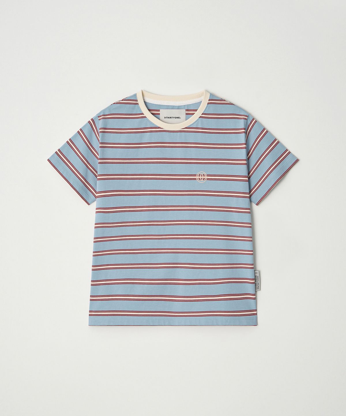 디써티원(DTHIRTYONE) Multi Stripe Short Sleeve T-Shirt (BLUE GREY)