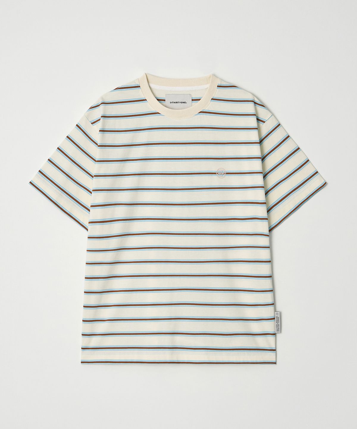 디써티원(DTHIRTYONE) Multi Stripe Short Sleeve T-Shirt (IVORY)