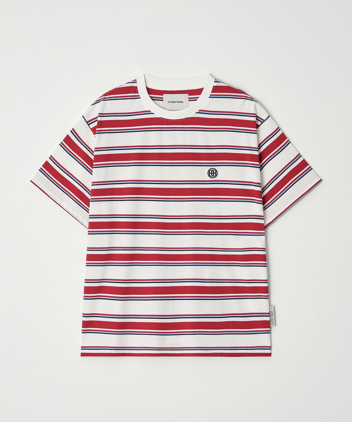 디써티원(DTHIRTYONE) Multi Stripe Short Sleeve T-Shirt (RED&IVORY)