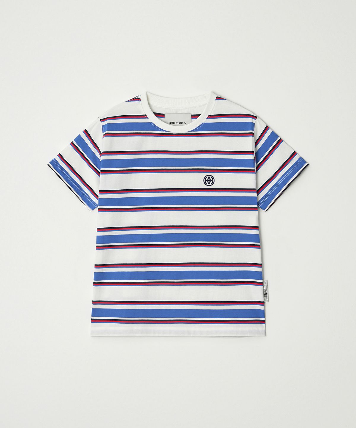 디써티원(DTHIRTYONE) Multi Stripe Short Sleeve T-Shirt (BLUE & IVORY)
