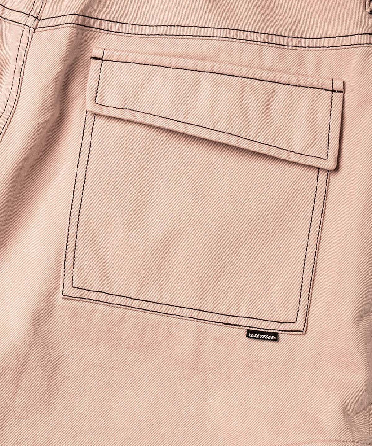 예스아이씨(YESEYESEE) Contrast Stitch Cargo Shorts Coral