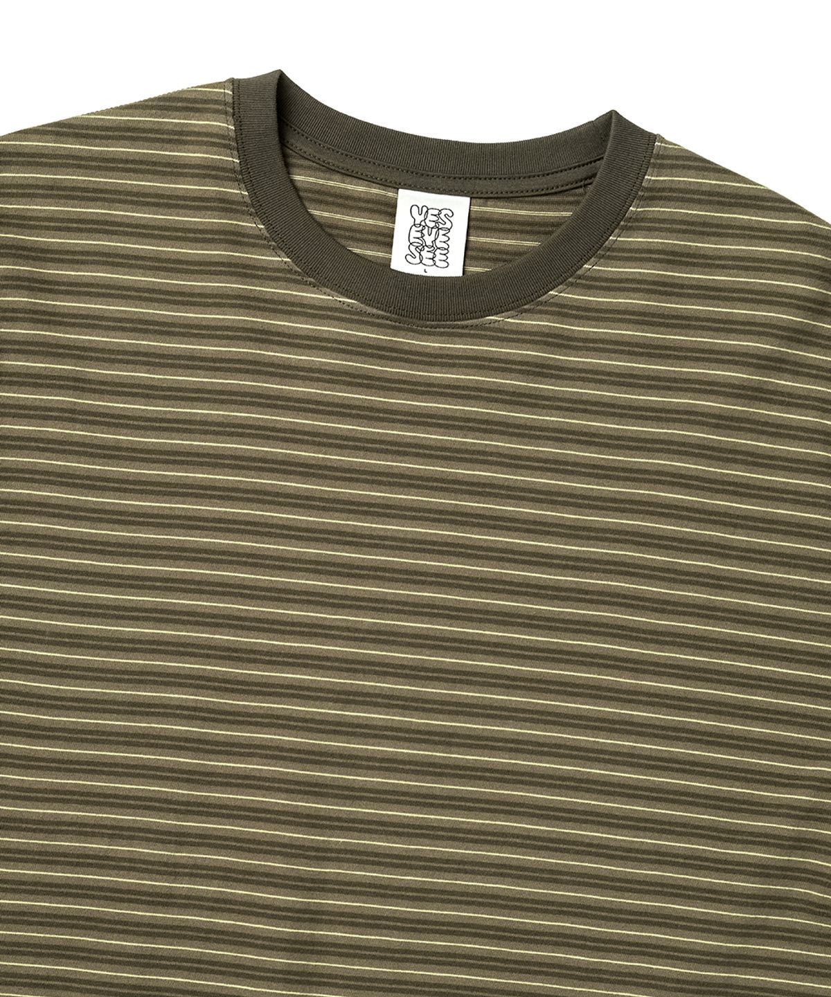 예스아이씨(YESEYESEE) Y.E.S Thin Stripe Tee Khaki
