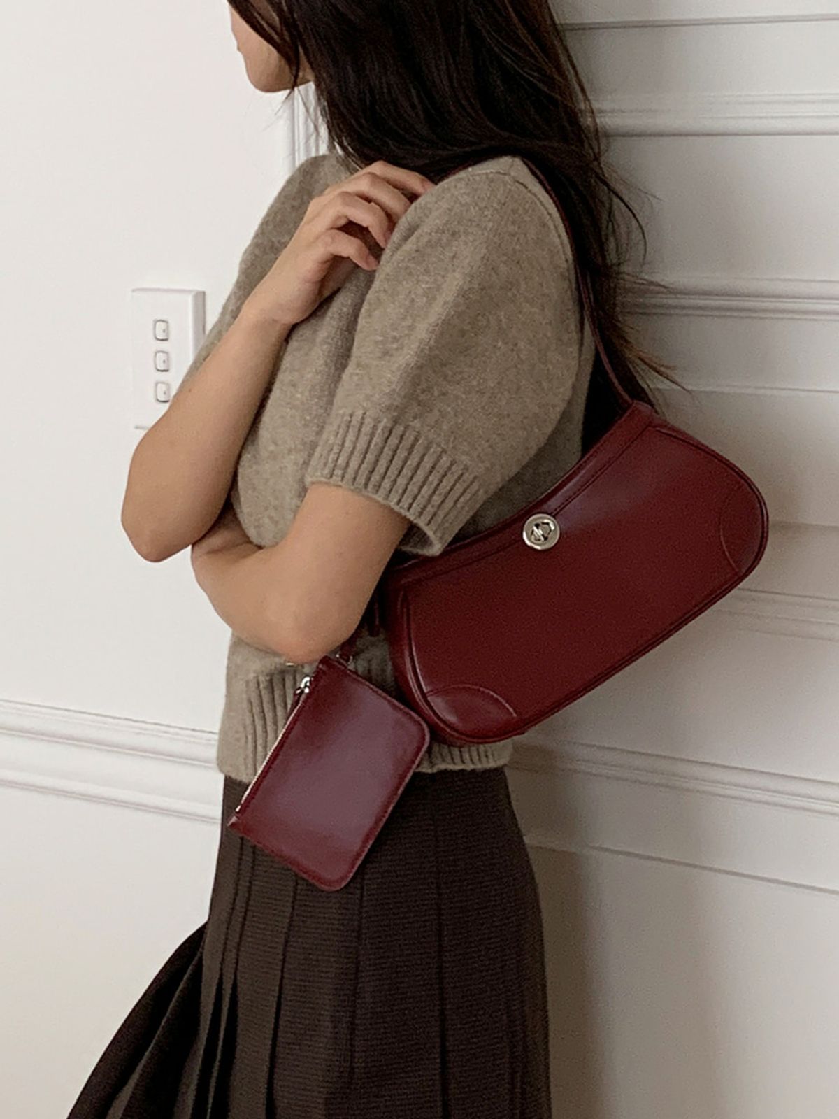 메흐(MEHEU) JENNA MINI HOBO BAG (black cherry)