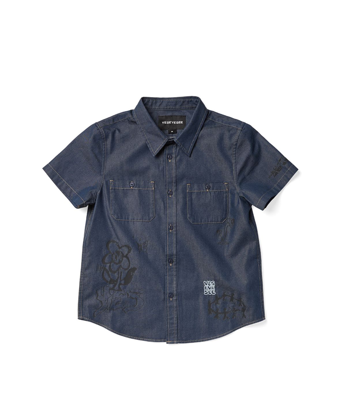 예스아이씨(YESEYESEE) Y.E.S Doodle Half Shirt Indigo