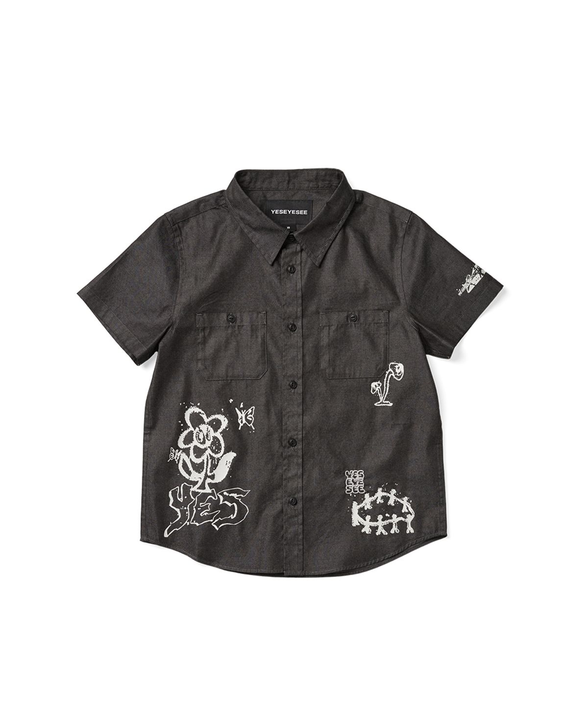 예스아이씨(YESEYESEE) Y.E.S Doodle Half Shirt Black