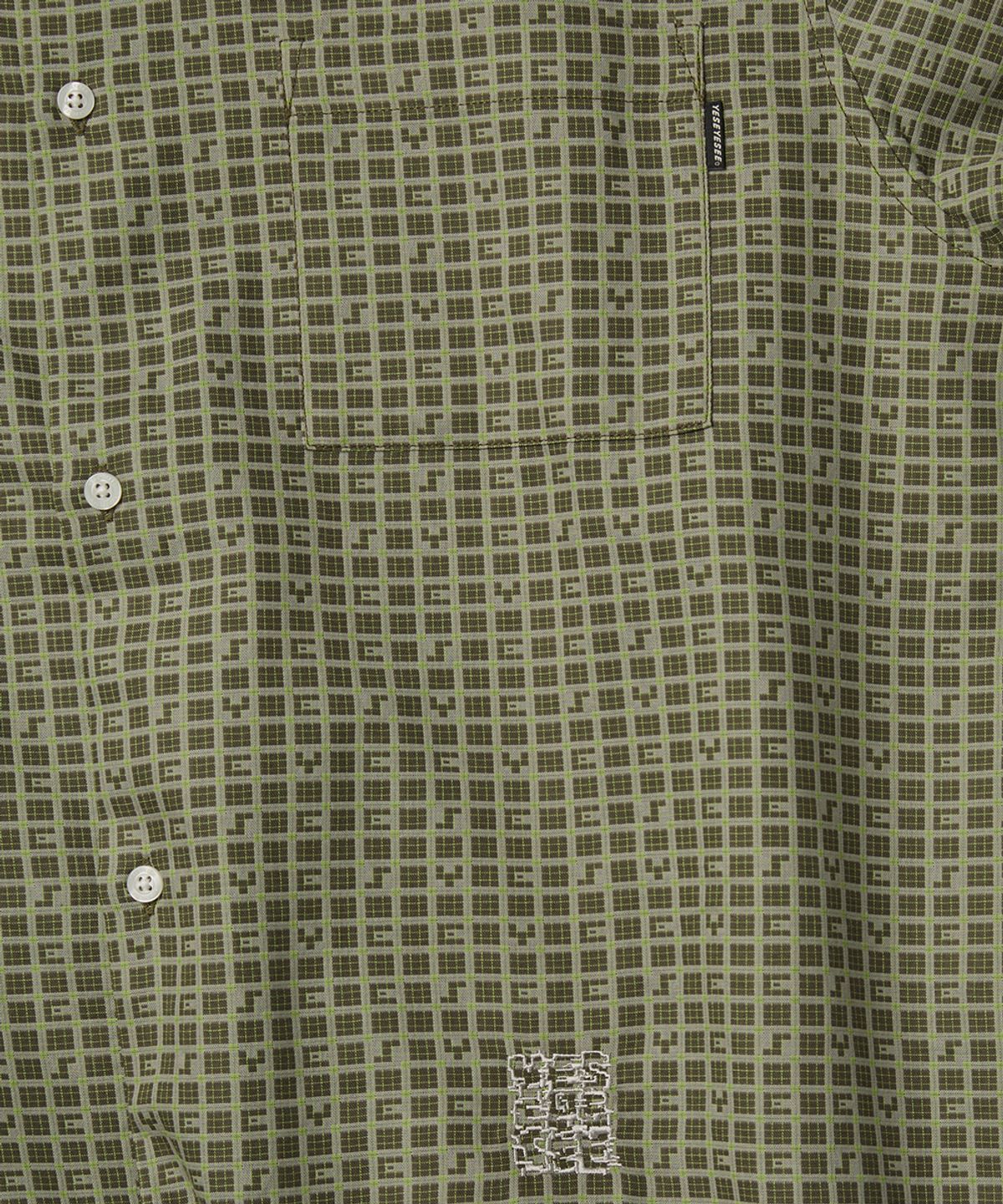 예스아이씨(YESEYESEE) Y.E.S Font Plaid Half Shirt Green