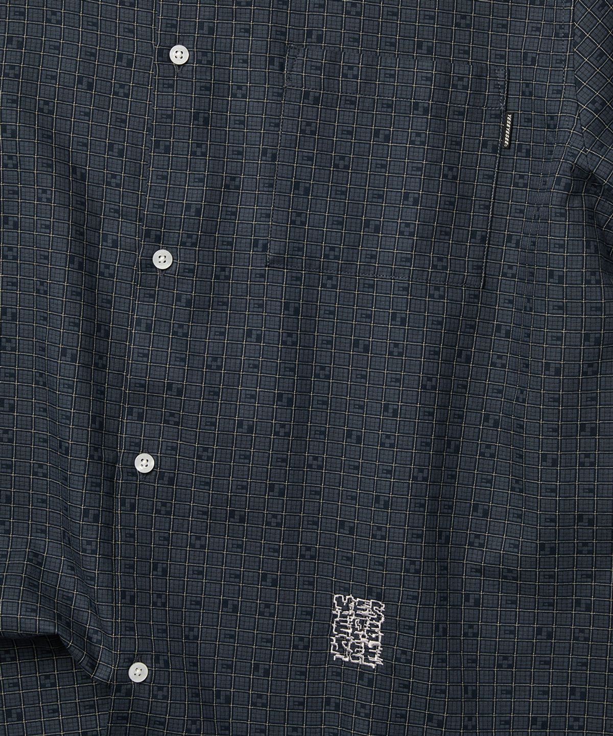 예스아이씨(YESEYESEE) Y.E.S Font Plaid Half Shirt Navy
