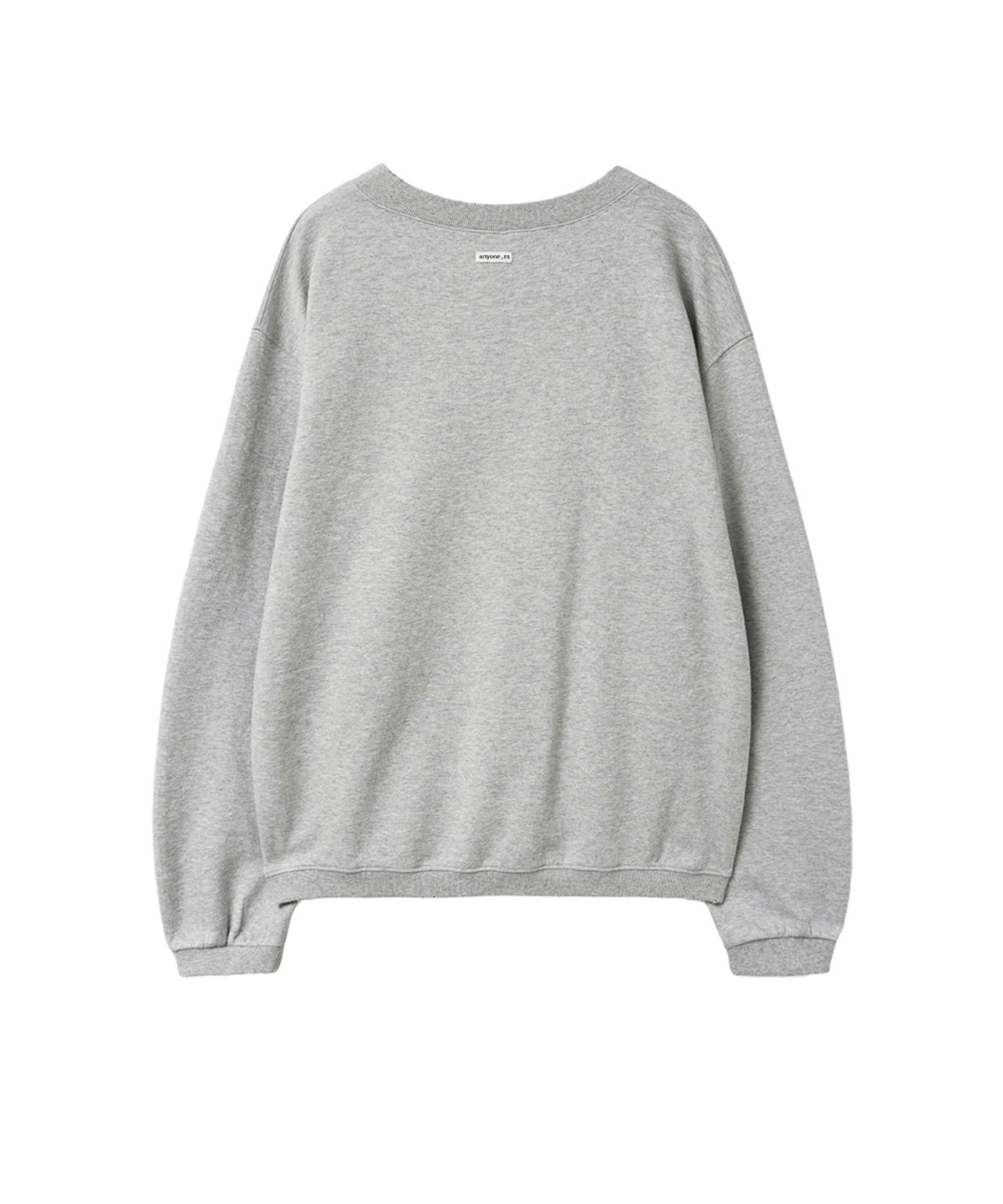 렌세(RENSE) Damage Eyelet V-Neck Sweatshirt Melange Gray
