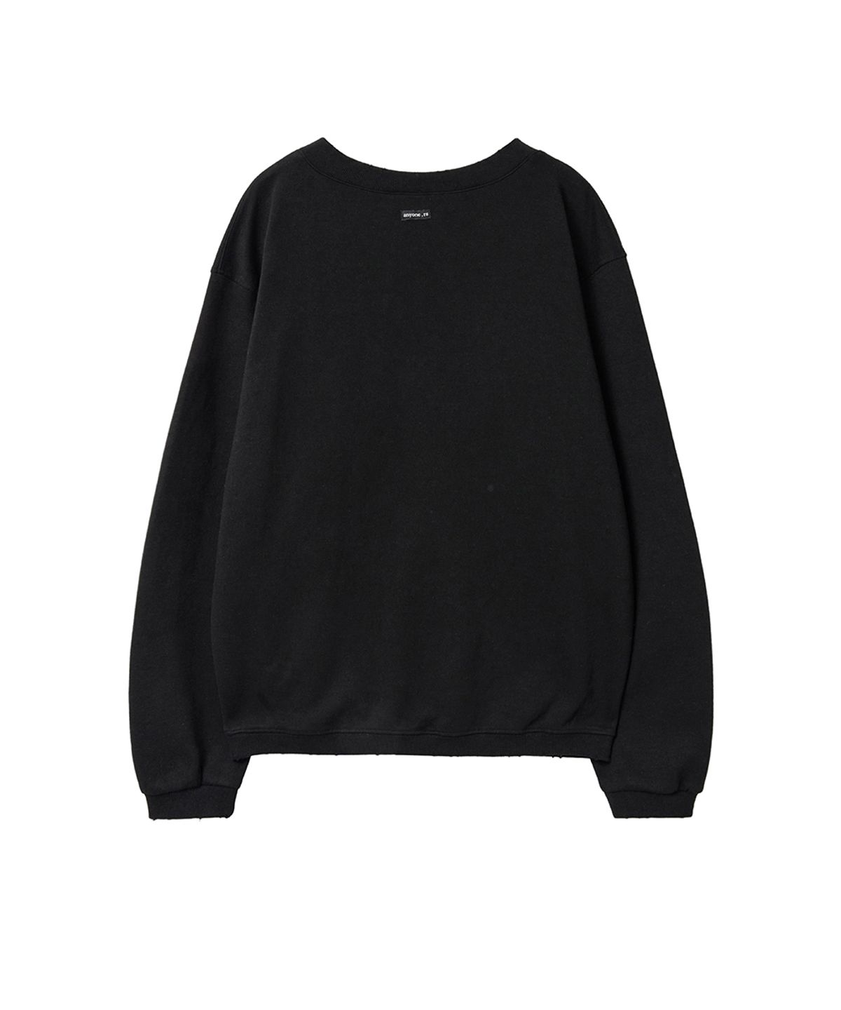 렌세(RENSE) Damage Eyelet V-Neck Sweatshirt Black