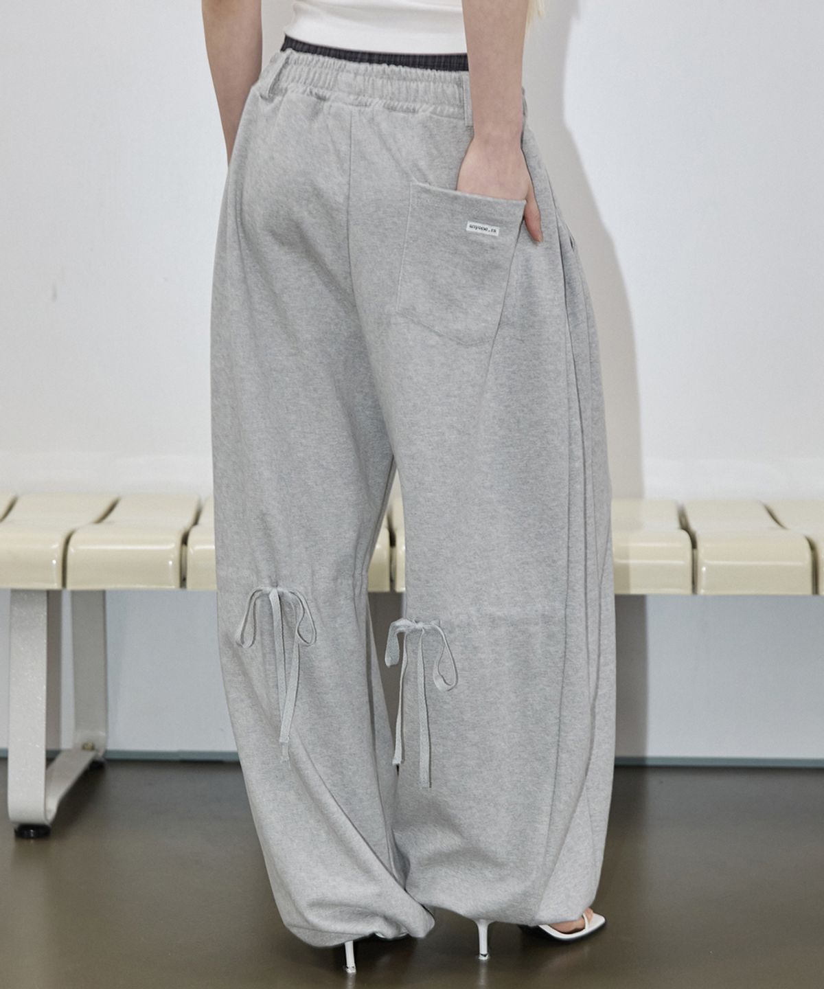 렌세(RENSE) Double Waist Sweatpants Melange Gray
