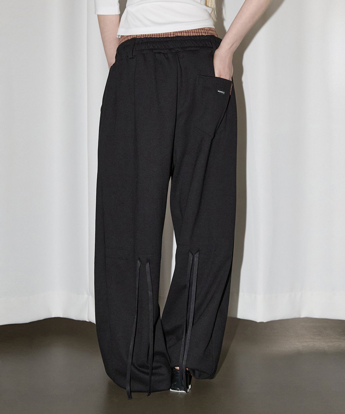 렌세(RENSE) Double Waist Sweatpants Black