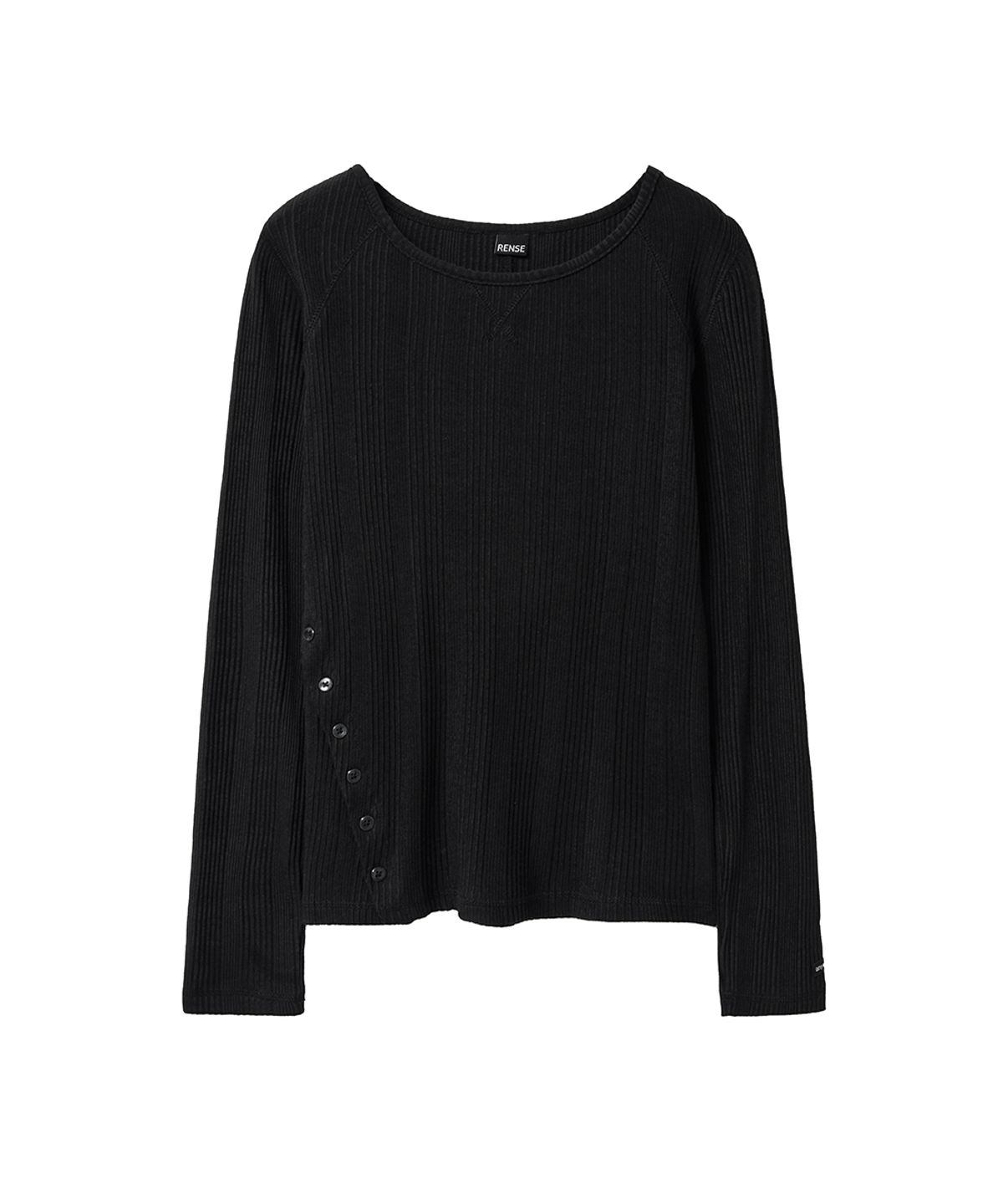렌세(RENSE) Diagonal Button Tee Black