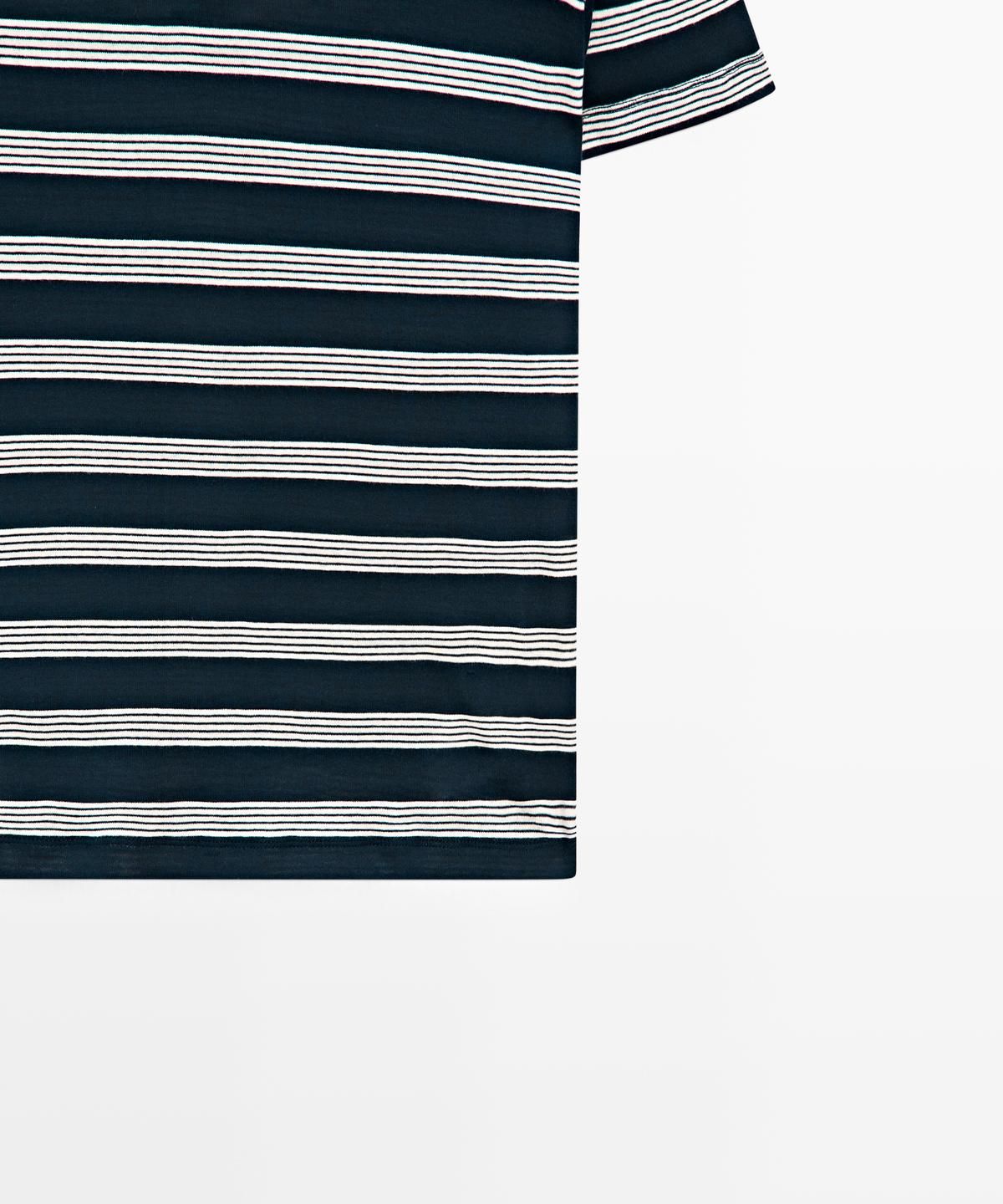 마시모두띠(MASSIMO DUTTI) 100% 코튼 스트라이프 반팔 티셔츠