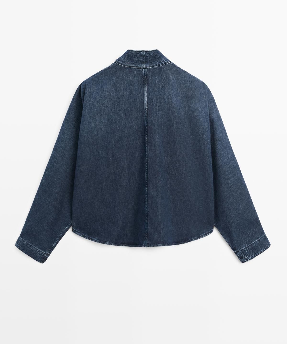 마시모두띠(MASSIMO DUTTI) 넥 디테일 데님 셔츠