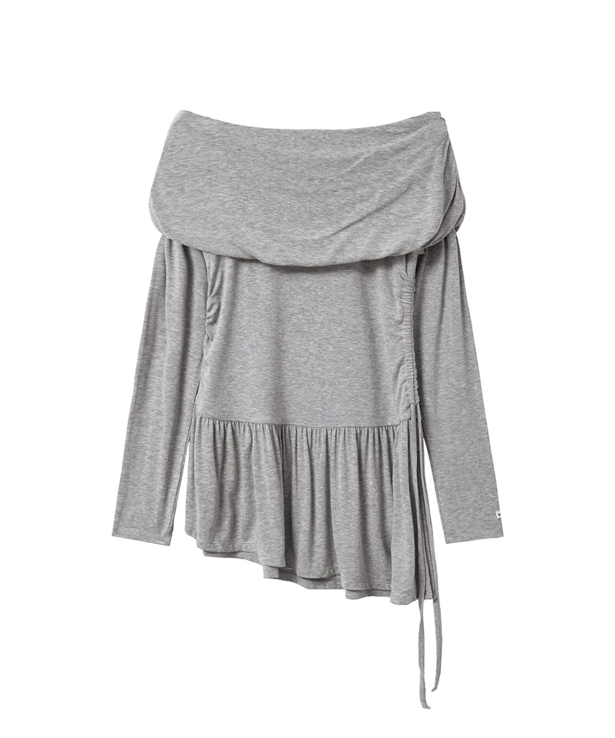 렌세(RENSE) Shirring Off-Shoulder Tee Melange Gray