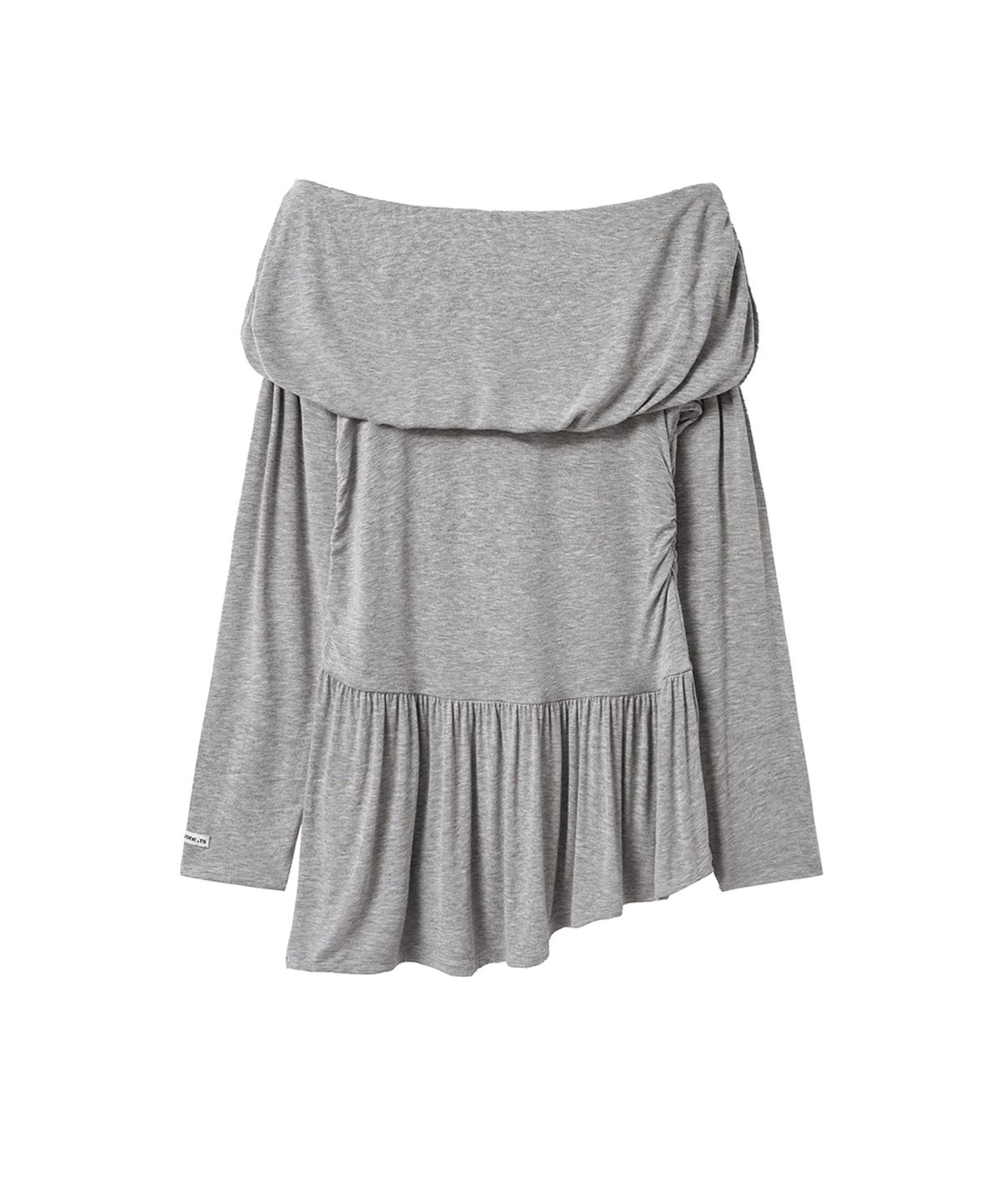 렌세(RENSE) Shirring Off-Shoulder Tee Melange Gray