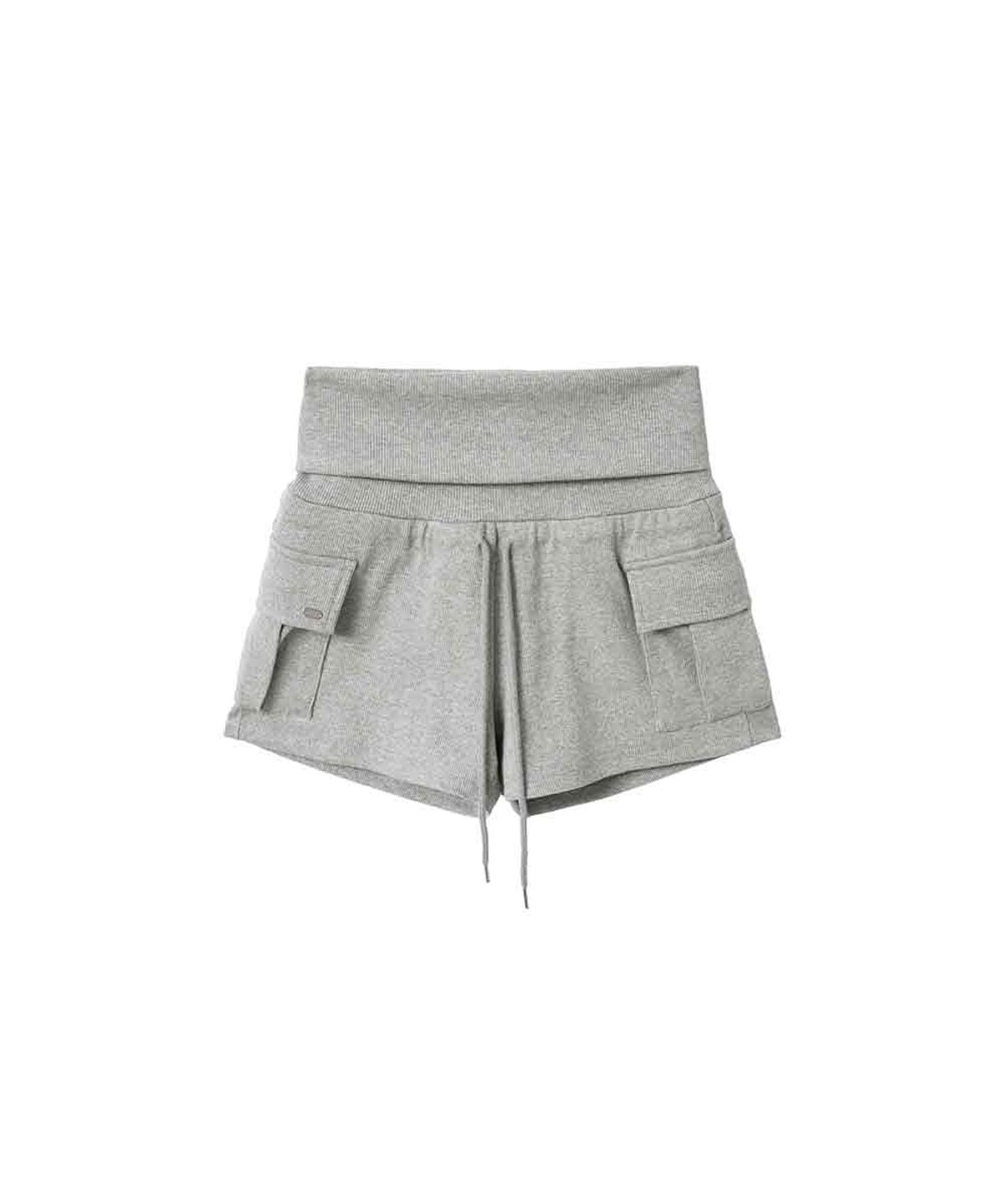 렌세(RENSE) Cargo Micro Rib Shorts Melange Gray