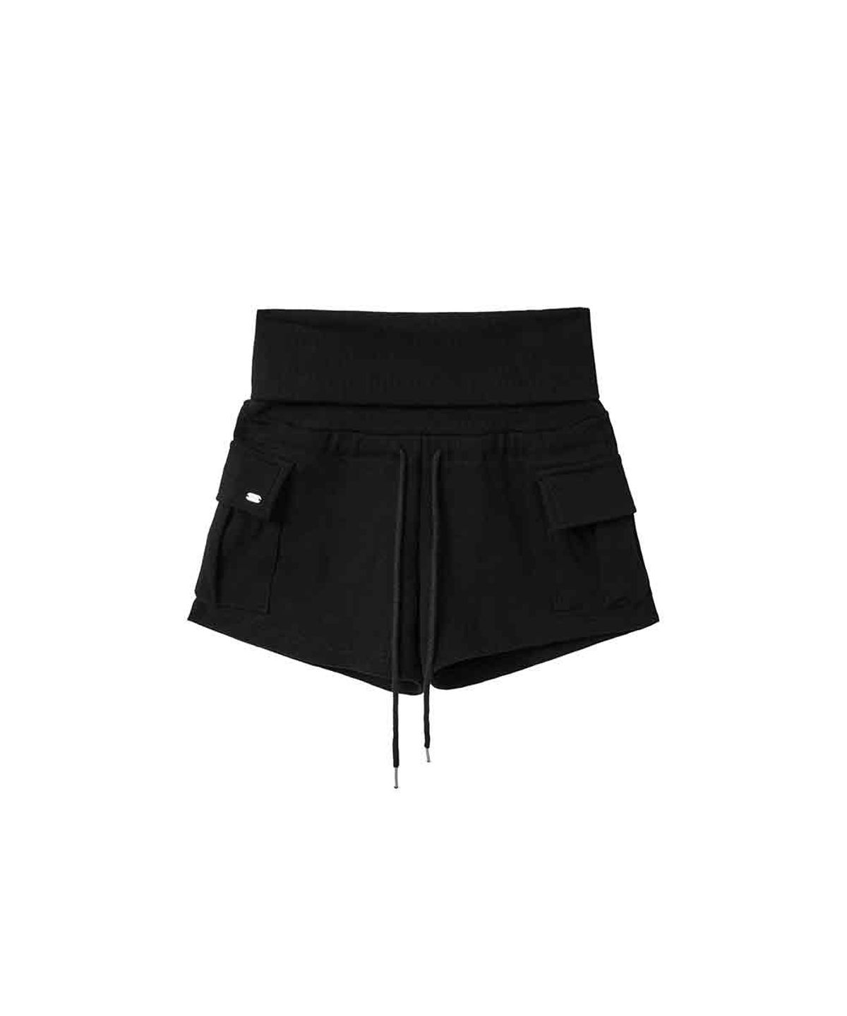 렌세(RENSE) Cargo Micro Rib Shorts Black