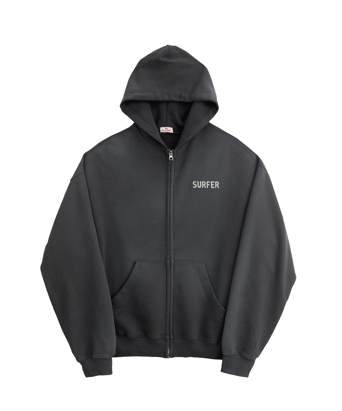 1011갤러리(1011 GALLERY) Faded Surfer Logo Hoodie Zip-Up - Washed Charcoal