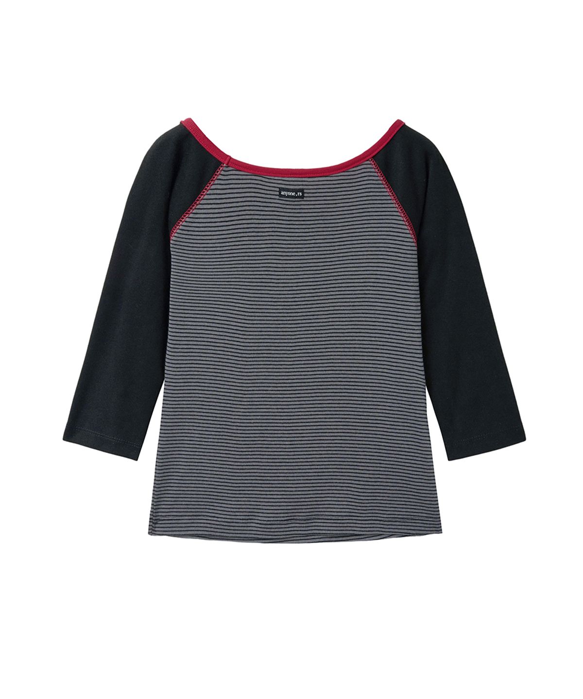 렌세(RENSE) Stripe Raglan Stitch Tee Black