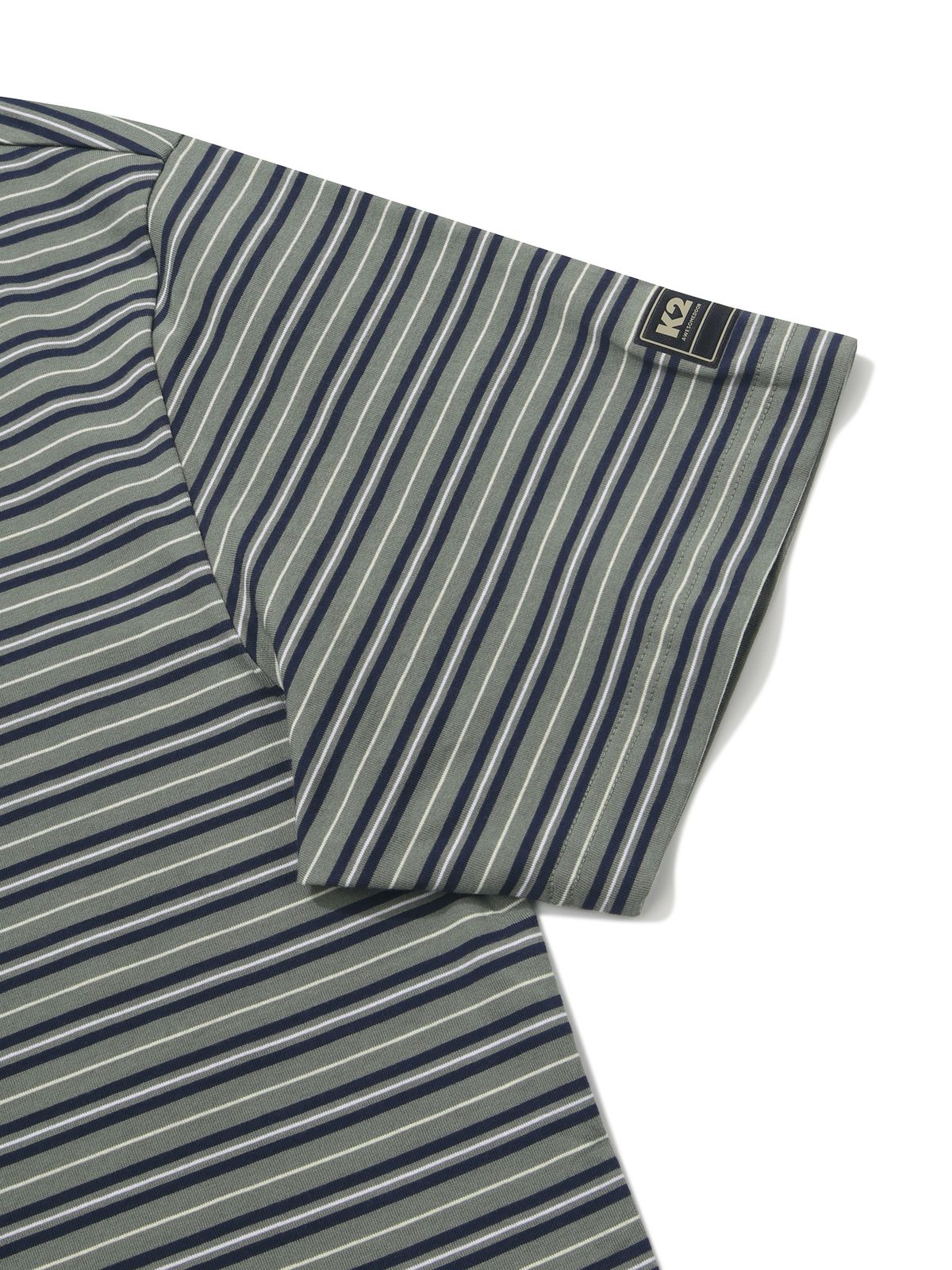 케이투(K2) FOR:REST 스트라이프 반팔 티셔츠_SOFT G/KHAKI