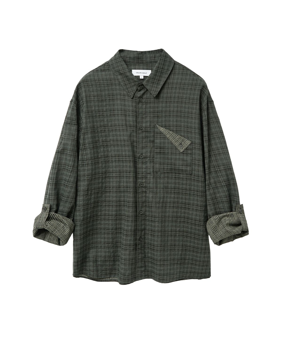 미세키서울 맨(MISEKISEOUL MEN) Rolled up check shirt KHAKI