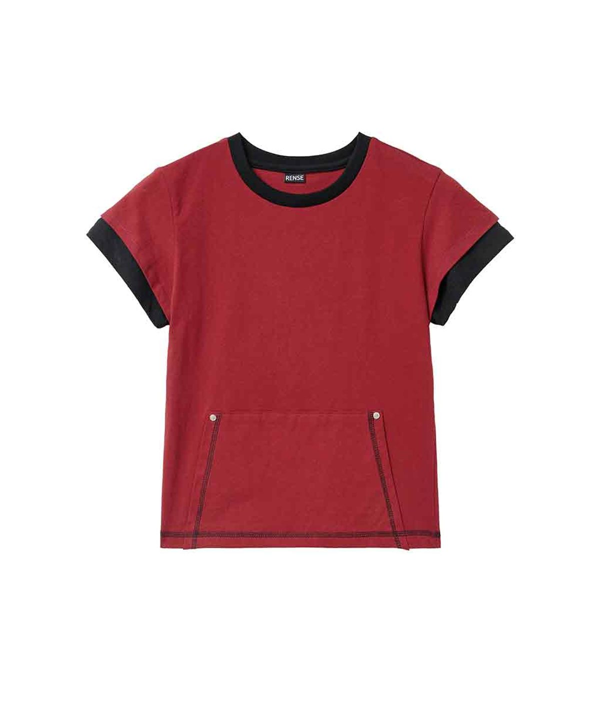 렌세(RENSE) Stitch Pocket Layered T-Shirt Red