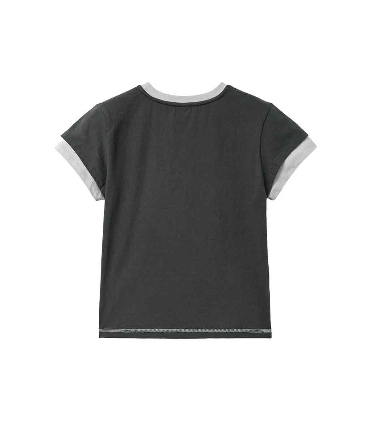 렌세(RENSE) Stitch Pocket Layered T-Shirt Charcoal