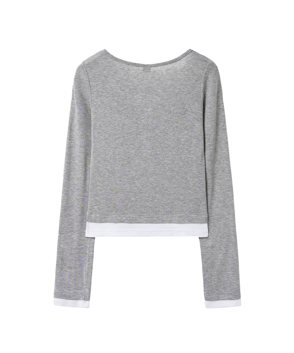 렌세(RENSE) Henley Neck Layered T-Shirt Melange Gray
