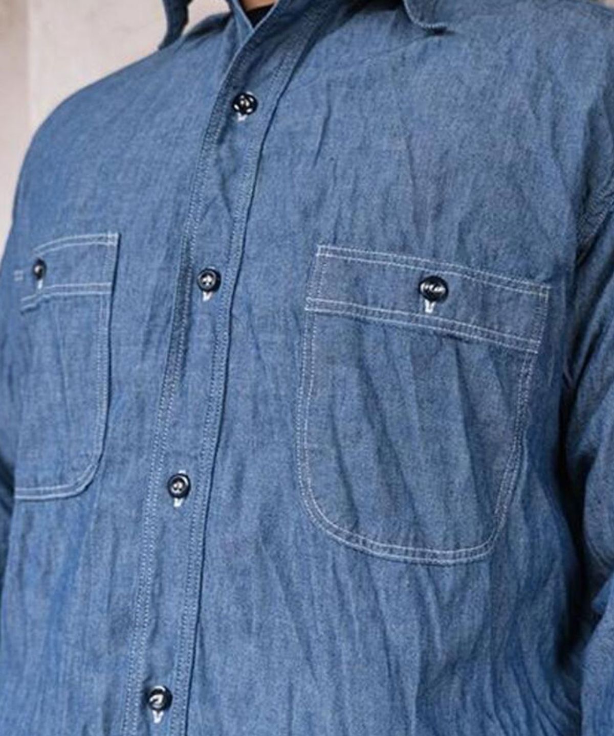 오어슬로우(ORSLOW) RELAX FIT CHAMBRAY WORK SHIRT - BLUE