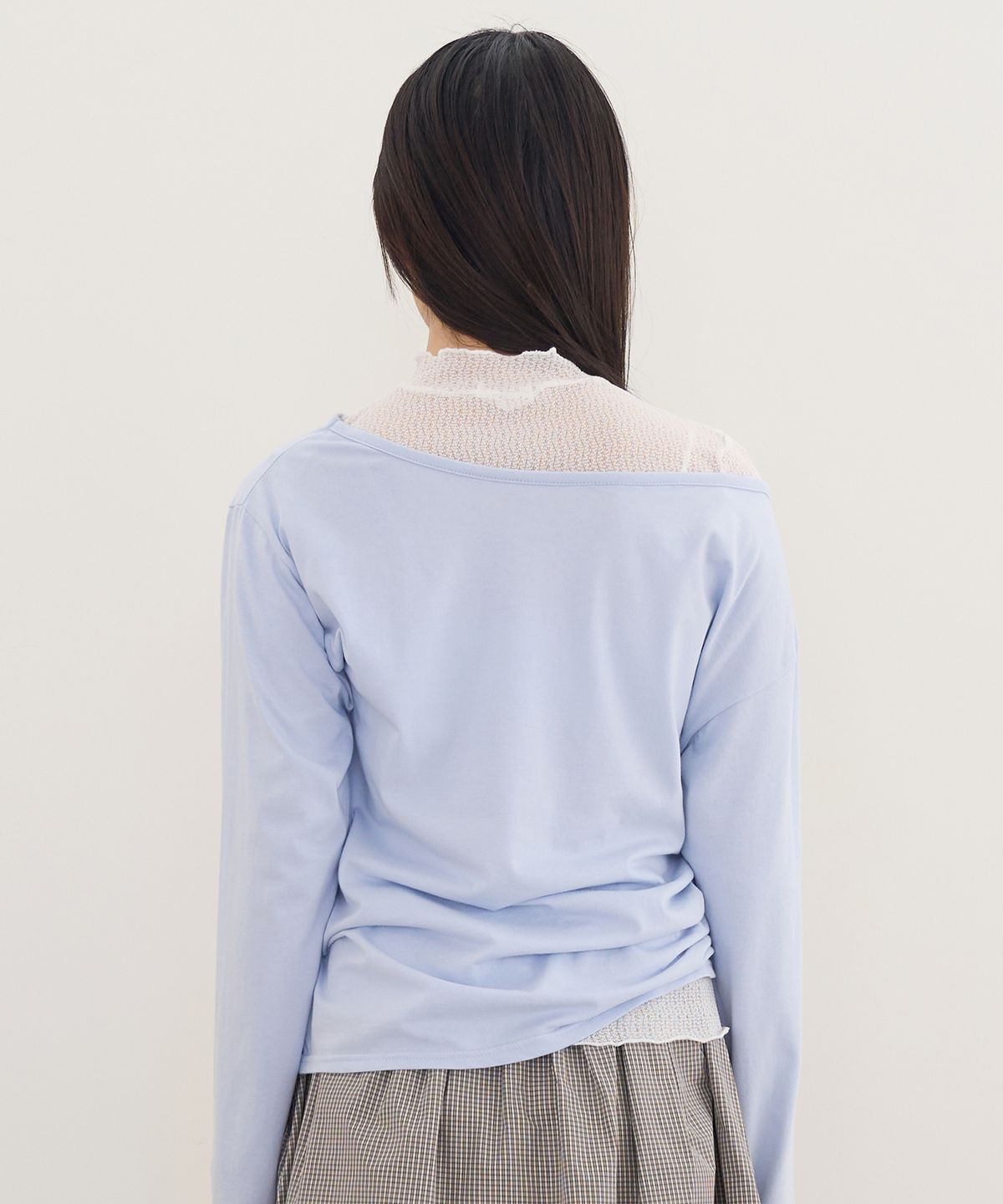 줄리아페페(JULIAPEPE) Layered Neck Long Sleeve T-Shirt (Morning Sky Blue)