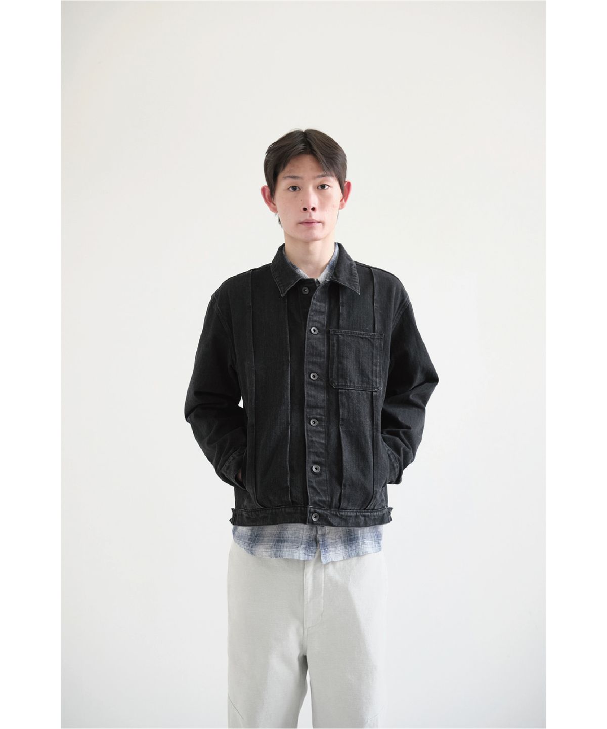 해칭룸(HATCHINGROOM) Trucker Jacket Jet Black