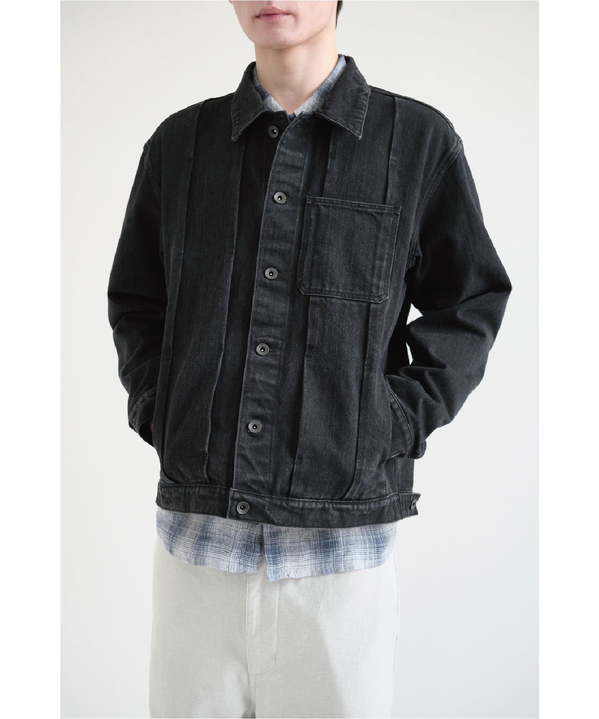 해칭룸(HATCHINGROOM) Trucker Jacket Jet Black