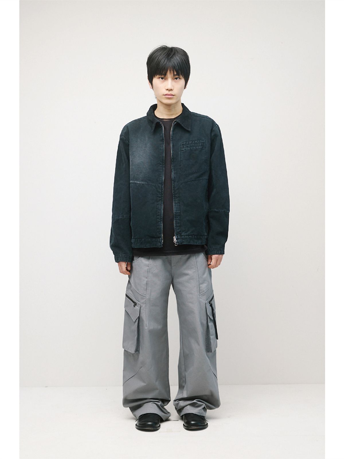 해칭룸(HATCHINGROOM) Canvas Work Jacket Faded Black