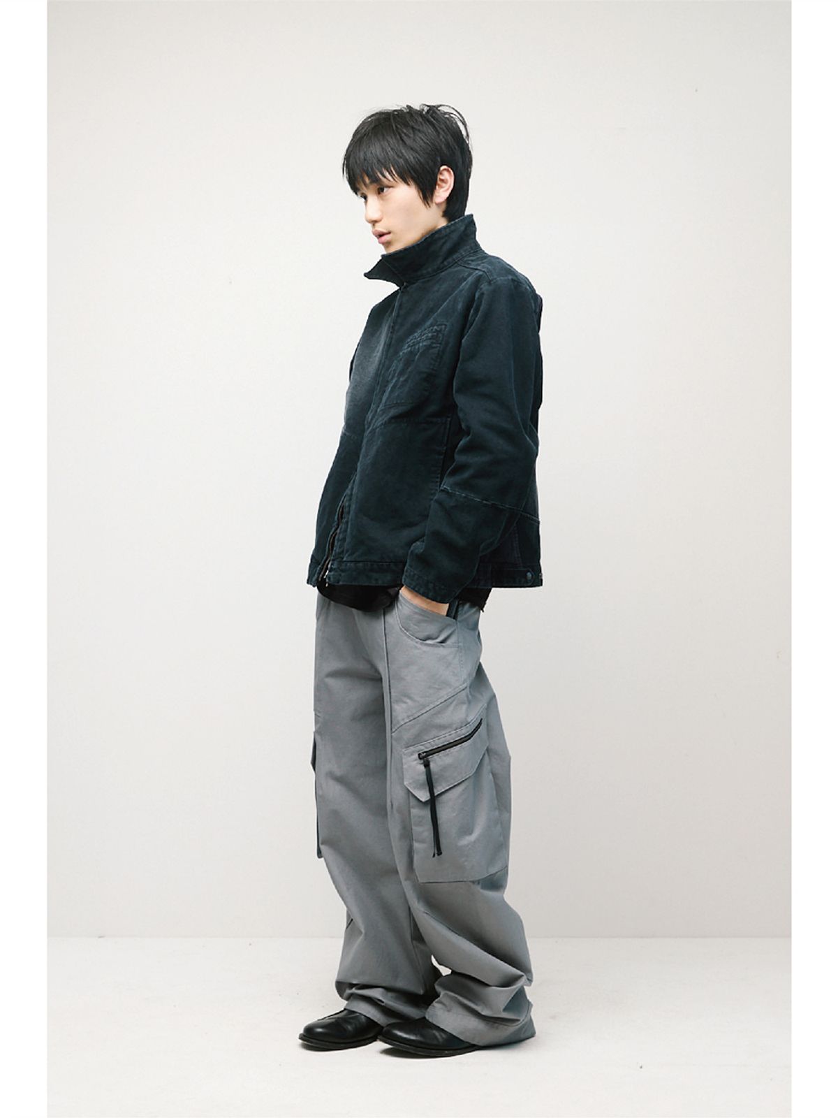 해칭룸(HATCHINGROOM) Canvas Work Jacket Faded Black