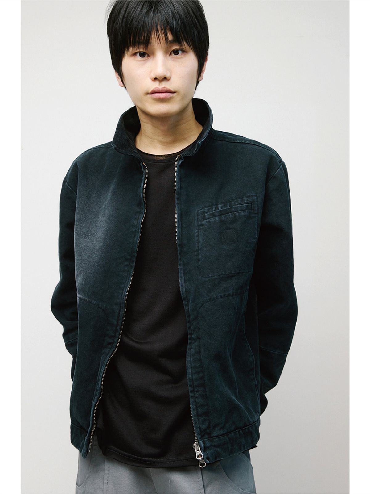 해칭룸(HATCHINGROOM) Canvas Work Jacket Faded Black