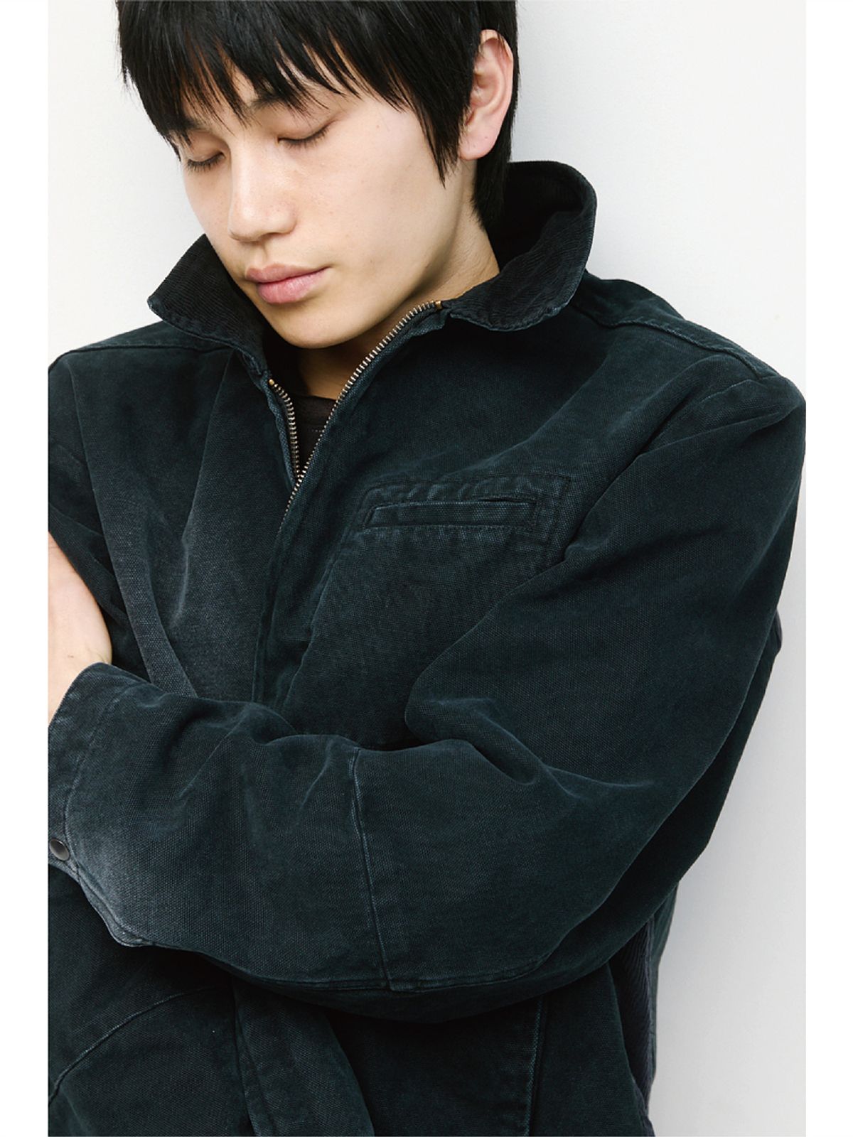 해칭룸(HATCHINGROOM) Canvas Work Jacket Faded Black