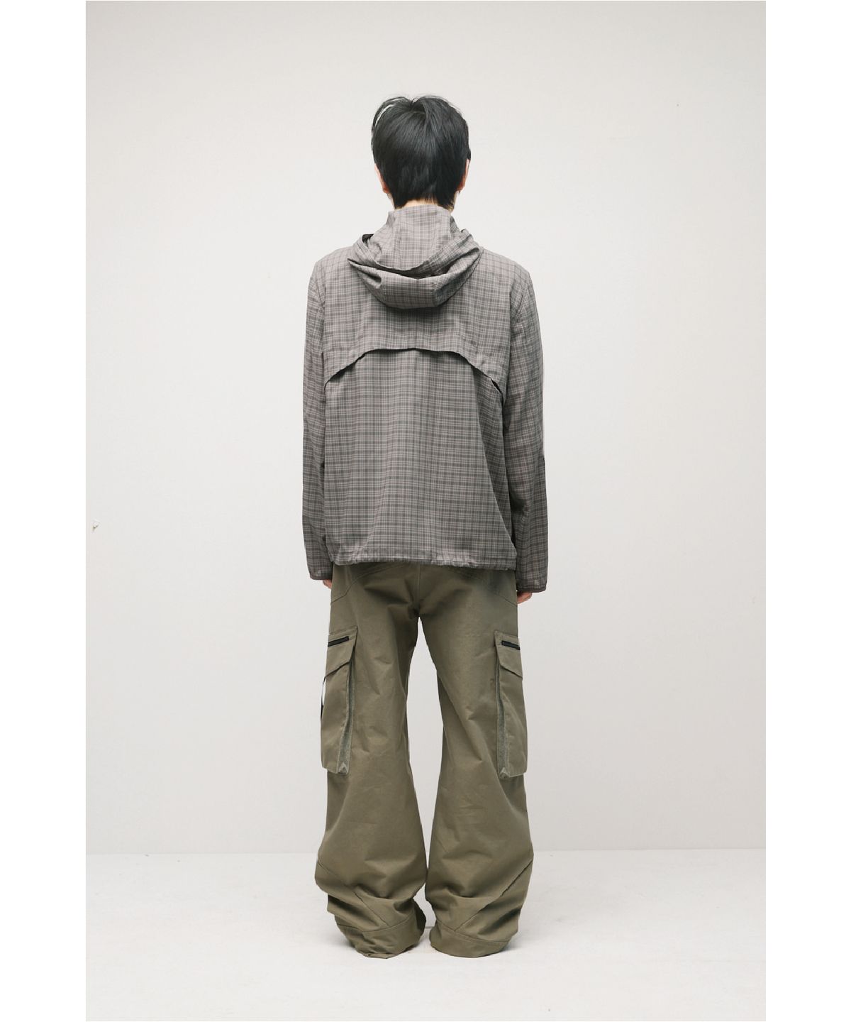 해칭룸(HATCHINGROOM) Vented WIndbreaker Wool Check Olive