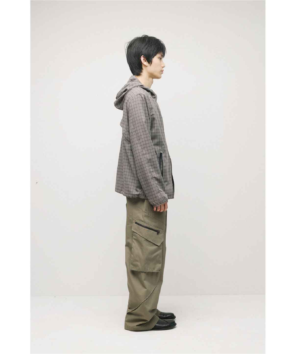 해칭룸(HATCHINGROOM) Vented WIndbreaker Wool Check Olive